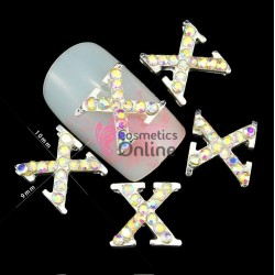 Decoratiuni 3D Metalice 235 Argintii cu Strasuri litera X 